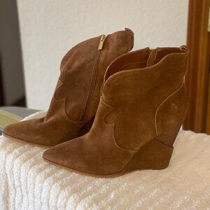 Jessica Simpson Hilrie Bootie Brown Suede-Size 10M-Never Worn-Wedge Heel